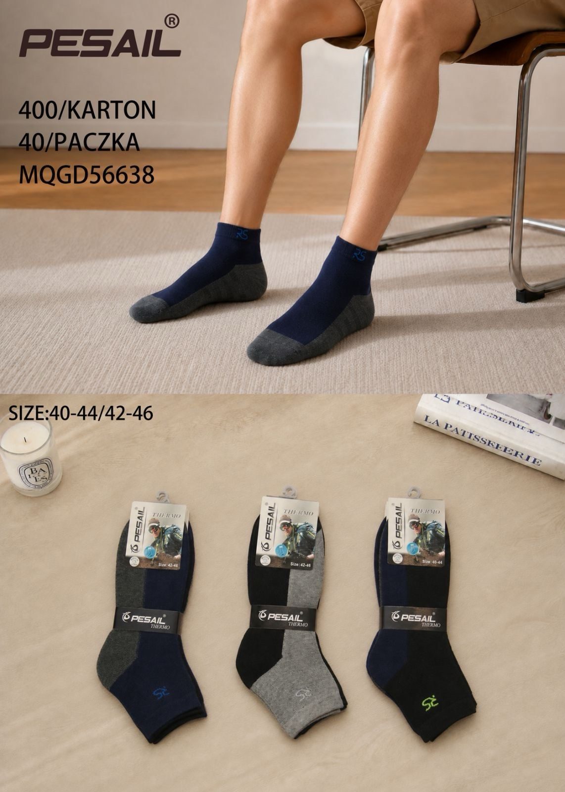 SKARPETY MĘSKA .SIZE:40-46_ (40PAR/PACZKA) KOLOR JAK NA ZDZIĘCIU 1092860